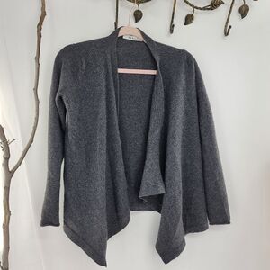 Kokun gray 100% cashmere open front cardigan